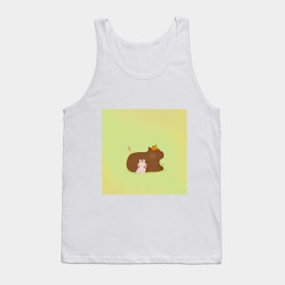 Relaxing capybara and rabbit Tank Top